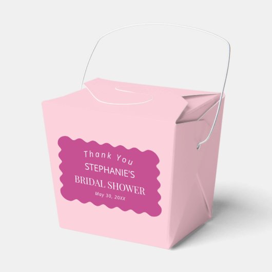 Retro 1950s Wavy Edge Magenta en Roze Bridal Bedankdoosjes (Voorkant Zijde)