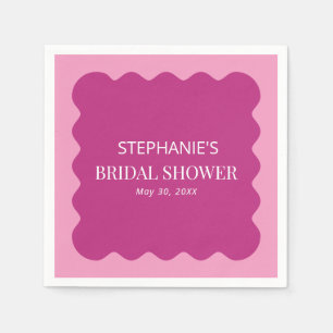 Retro 1950s Wavy Edge Magenta en Roze Bridal Servet