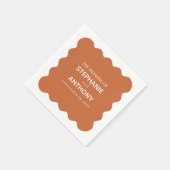 Retro 1950s Wavy Edge Terracotta Wedding Servet (Hoek)