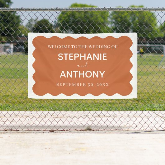 Retro 1950s Wavy Edge Terracotta Wedding Spandoek (Insitu)