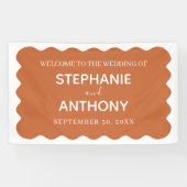 Retro 1950s Wavy Edge Terracotta Wedding Spandoek (Horizontaal)