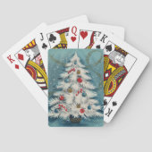 Retro 1950s White KerstTree Holiday Pokerkaarten (Achterkant)