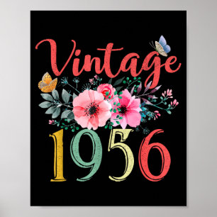 Retro 1956 Bloem Hippie Groovy Wilde Bloem 70ste Poster