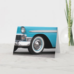 Retro 1956 Turquoise auto voor een verjaardag Kaart