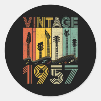 Retro 1957 Guitarist 1957 Birthday Guitar Ronde Sticker