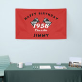 Retro 1958 Classic Zwart & Wit Geruite Race Vlag Spandoek (Beurs)