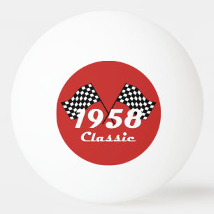 Retro 1958 Klassieke Zwarte & Witte Geruite Racevl Pingpongballen