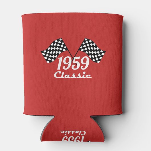 Retro 1959 Classic Black & White Checkered Flag Blikjeskoeler (Achterkant)