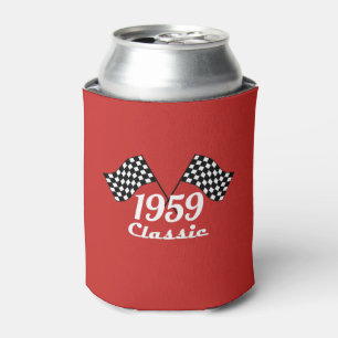 Retro 1959 Klassieke Zwarte & Witte Geruite Vlag Blikjeskoeler