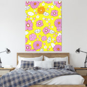 Retro 1960 Flowers Canvas Afdruk (Insitu (Slaapkamer))