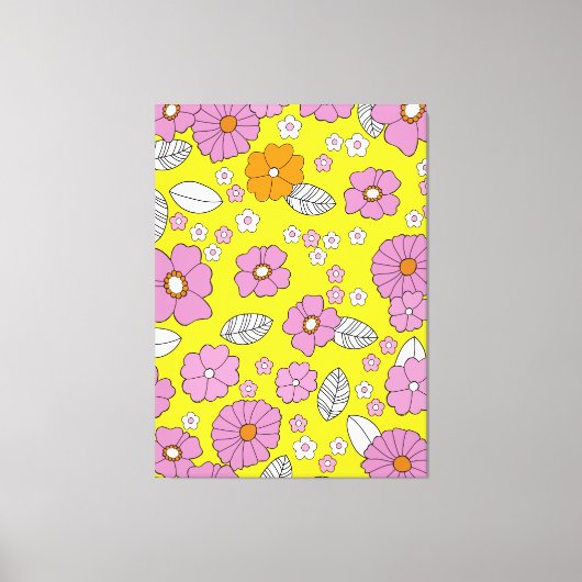 Retro 1960 Flowers Canvas Afdruk (Voorkant)
