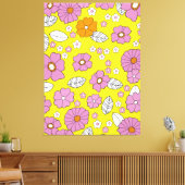 Retro 1960 Flowers Canvas Afdruk (Insitu (Woonkamer))