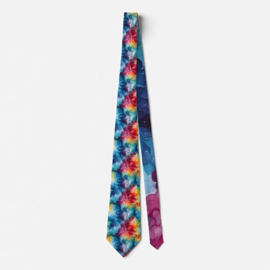 Retro 1960s Kleurrijke Stropdas-Dye Pattern Stropd Stropdas (Voorkant)