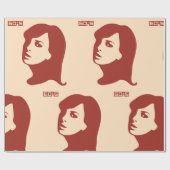 Retro 1960s minimalistische vrouw illustratie kuns cadeaupapier (Vlak)