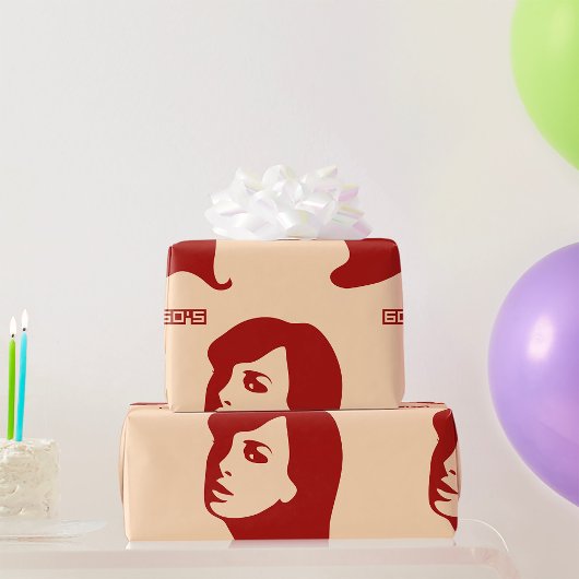 Retro 1960s minimalistische vrouw illustratie kuns cadeaupapier