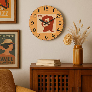 Retro 1960s minimalistische vrouw illustratie kuns grote klok
