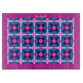 Retro 1960's Stijlpatroon in Roze, Paarse & Blauw Snijplank (Voorkant)