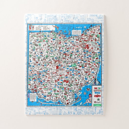 Retro 1966 carte Ohio puzzle 11"x14" 30 pcs (Vertical)