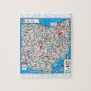 Retro 1966 Ohio kaart puzzle 8"x10" 110 stuks Legpuzzel