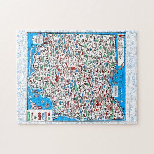 Retro 1966 Ohio map jigsaw puzzle 11"x14" 252 pcs (Horizontal)