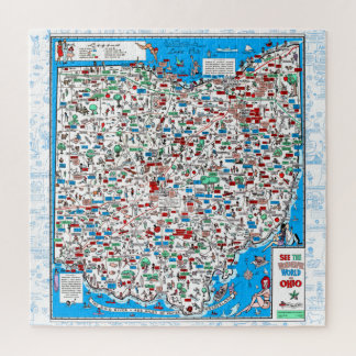 Retro 1966 Ohio map jigsaw puzzle 20"x20" 676 pcs Legpuzzel