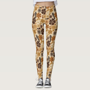 Retro 1970 Bloem Grafisch Leggings