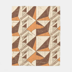 Retro 1970 geometrisch boogpatroon in verbrande si fleece deken
