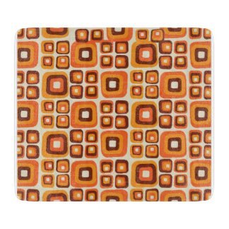 Retro 1970 jaren mid century oranje en bruine geom snijplank