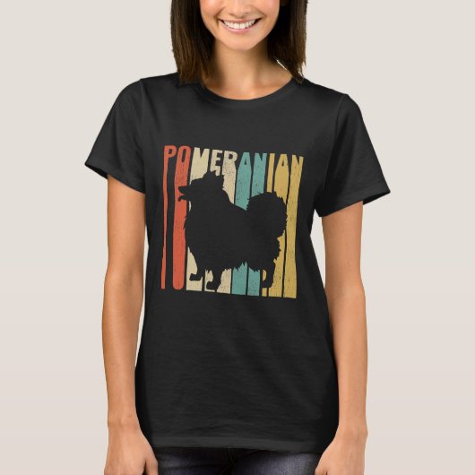 Retro 1970 S Pommeren Dog Silhouette Cracked Di T-shirt (Voorkant)