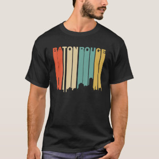 Retro 1970 stijl Baton Rouge Louisiana Skyline T T-shirt