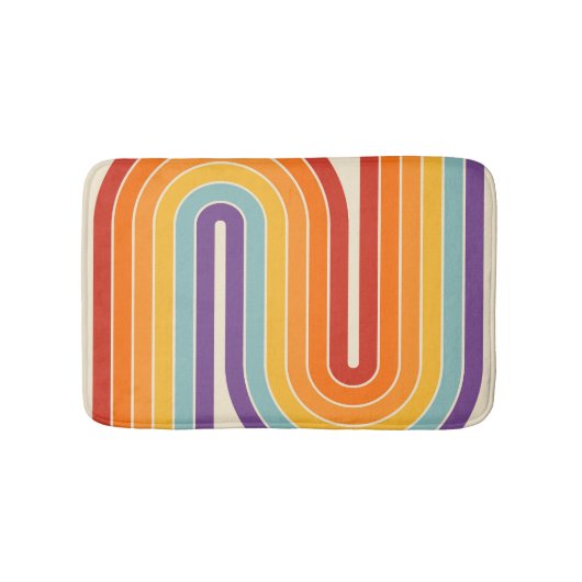 Retro 1970 stijl gebogen strepen geometrisch patro badmat (Voorkant)
