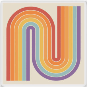 Retro 1970 stijl gebogen strepen geometrisch patro sticker