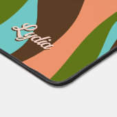 Retro 1970s Abstrait Stripes Ajouter nom Desk Mat (Coin)
