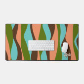 Retro 1970s Abstrait Stripes Ajouter nom Desk Mat (Clavier et souris)