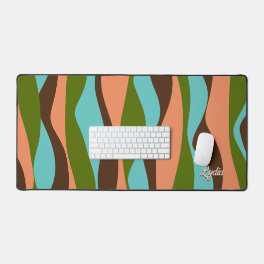 Retro 1970s Abstrait Stripes Ajouter nom Desk Mat (Clavier et souris)