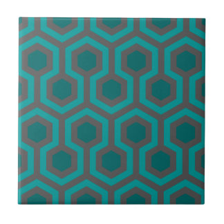 Retro 1970s Blauwgroen Turquoise Green Abstract Pa Tegeltje