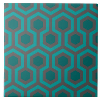 Retro 1970s Blauwgroen Turquoise Green Abstract Pa Tegeltje