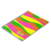 Retro 1970s Bright Abstract Stripes Naam toevoegen Notitieboek (Linkerzijde)