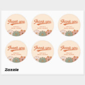 Retro 1970s Bruiloft Dank Je Ronde Sticker (Vel)