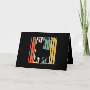 Retro 1970s Hond Silhouet Frans Bulldog Gift Kaart