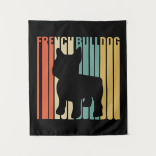 Retro 1970s Hond Silhouet Frans Bulldog Gift Wandkleed