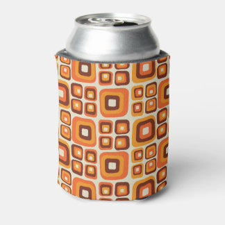 Retro 1970s Midden Eeuw Oranje en Bruin Geometrisc Blikjeskoeler