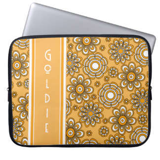 Retro 1970s Mosterd Gele Bloem Laptop Sleeve