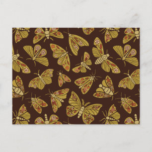 Retro 1970s Moths Briefkaart