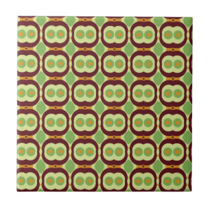 Retro 1970s ontwerp met kleine groene cirkels tegeltje