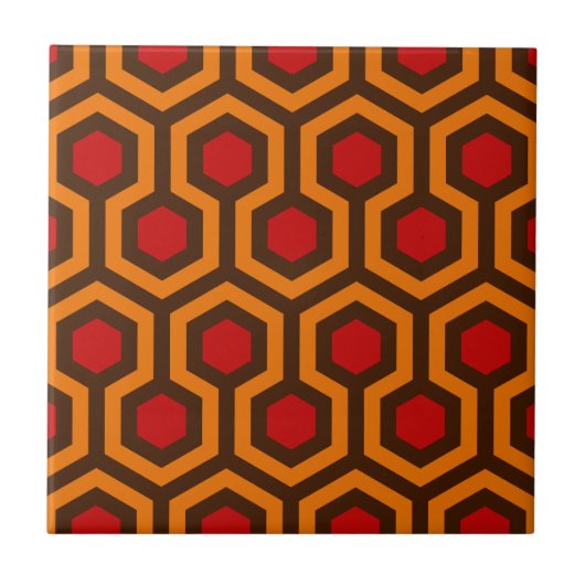Retro 1970s Oranje Red Abstract Pattern Room 237 Tegeltje (Voorkant)