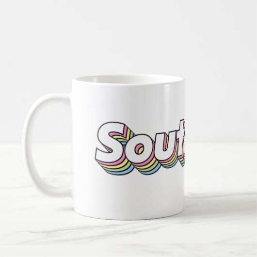 Retro 1970s pastel Southpaw Frosted Glass Coffee M Koffiemok (Links)