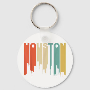 Retro 1970's stijl Houston Texas skyline Sleutelhanger