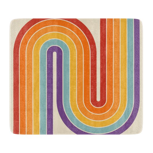 Retro 1970s Style Arched Stripes Geometric Pattern Snijplank (Voorkant)