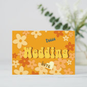 Retro 1970s Theme Wedding sparen de Datum Save The Date (Staand voorkant)